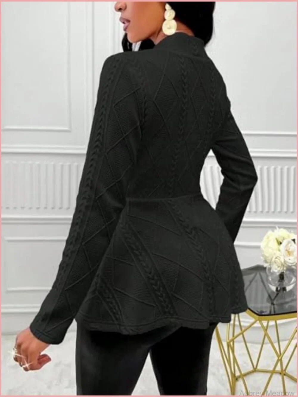 Womens Business Casual Long Sleeve Blazer Suit Jacket Knit Cardigan Shawl Collar